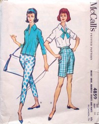 4859 MCCALLS 1958 CUTE PULLOVER SHIRT, PANTS, BERMUDA SHORTS PATTERN 14 34"
